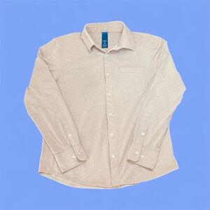 Kit and Ace Men’s City Tech Light Heathered Tan Pink Casual Button Down Shirt M